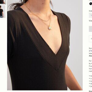 Anthropologie Daily Practice Black V-Neck Tee Small